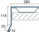 Kantteil Ortgang 115x280 mm RAL7016 á 2,50 m