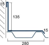 Kantteil Wandanschluss 135x280 mm RAL7016 á 2,50 m